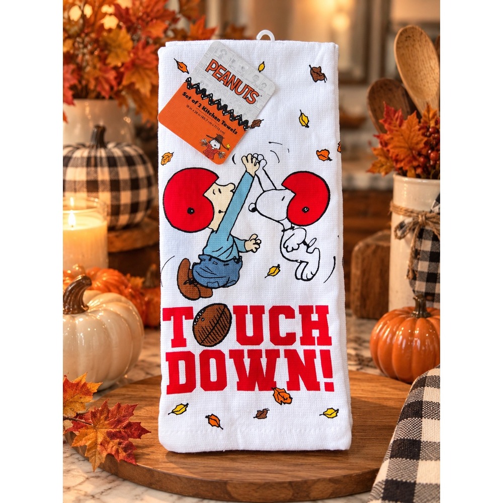 Peanuts Snoopy Charlie Brown Football Kitchen Towels Set of 2 Fall Thanksgiving
